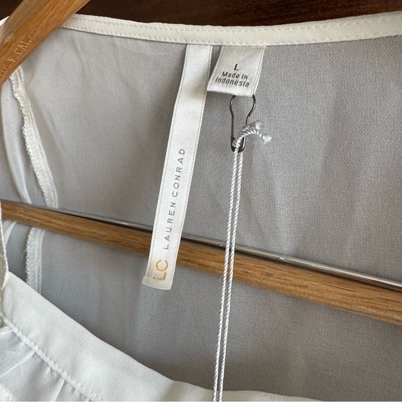 LC Lauren Conrad Sheer Embroidered Ruffle Blouse - Picture 2 of 11